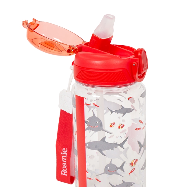 Close up of shark classic water bottle showing secure drinking cap