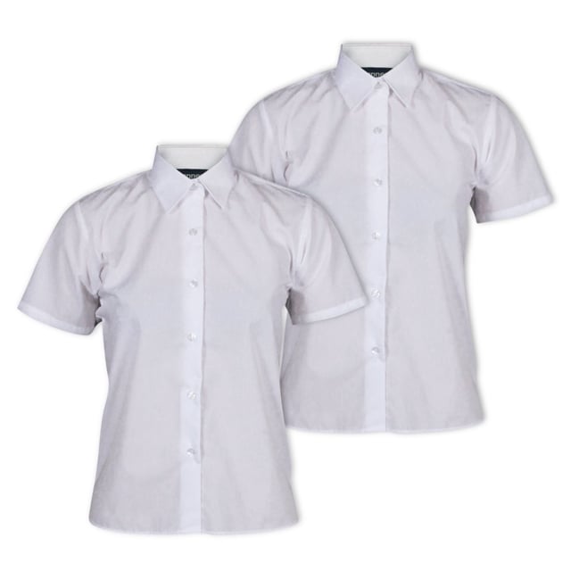 White Short Sleeve School Blouse - Twin Pack 