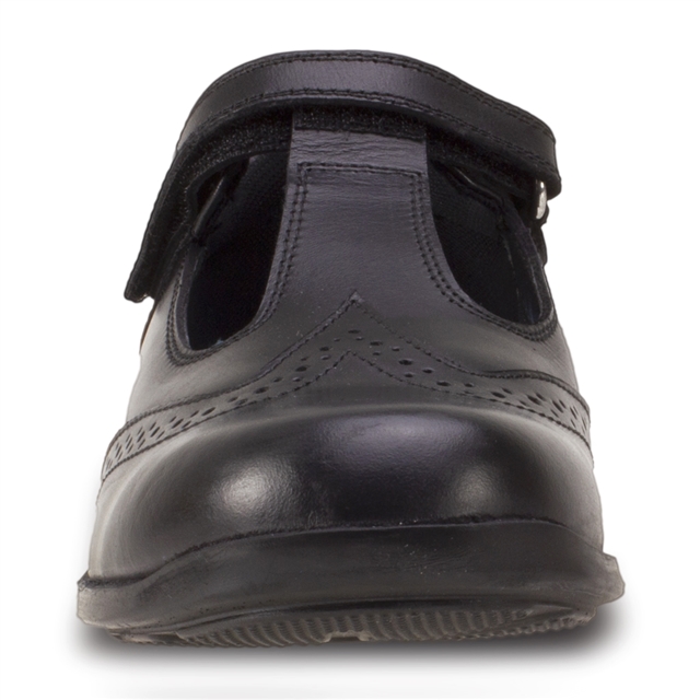 Junior Girls Black T-Bar Leather Shoes