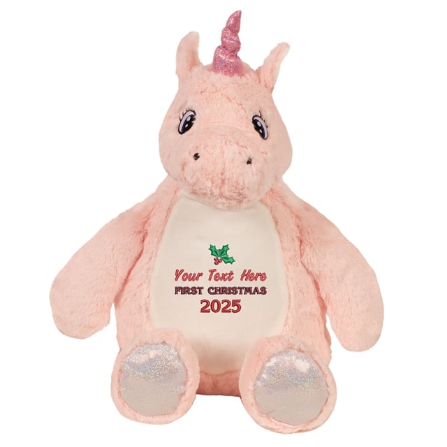 Personalisable First Christmas Unicorn Soft Toy