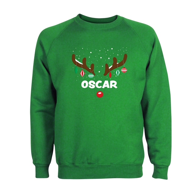 Reindeer Antlers Named Personalised Christmas Sweatshirt - Adult