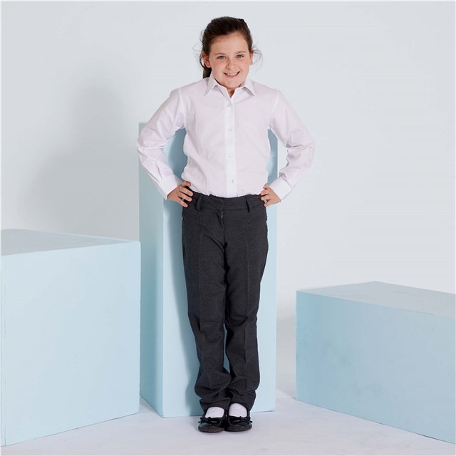 Grey Girls Straight Leg School Trousers