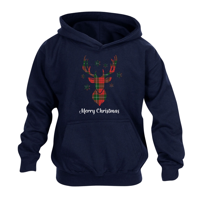 Tartan Reindeer Christmas Hoodie - Child