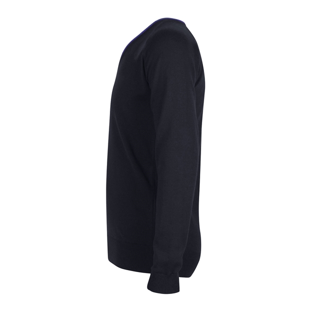 Backwell Secondary School V-Neck Jumper with Stripe - Cotswold (Navy/DkRoyal)