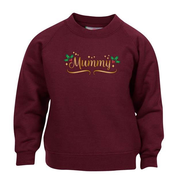 Personalised Metallic Name & Holly Christmas Sweatshirt - Child