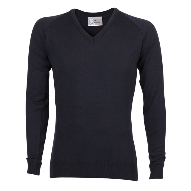 Cotton Blend Fine Knit V-Neck School Jumper