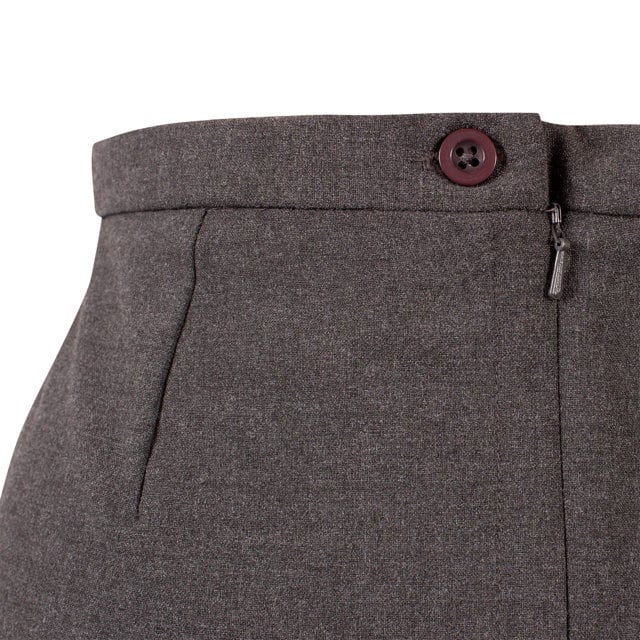 Grey Straight School Skirt