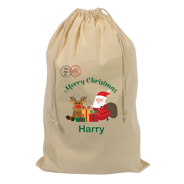 Personalised Merry Christmas Santa Stocking Gift Sack - Large