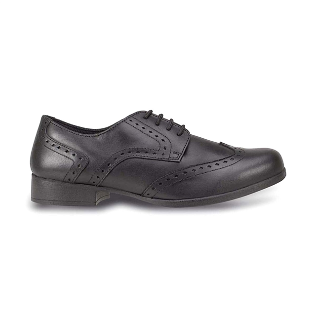 Senior Girls Lace Up Black Brogue School Shoes