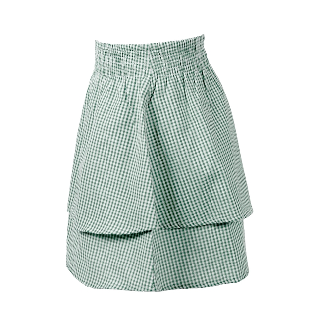 Green Gingham Tiered School Skirt