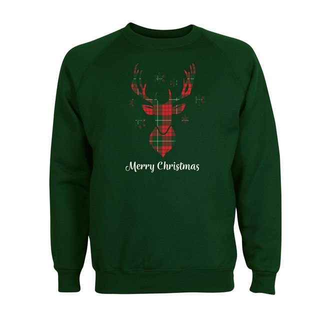 Tartan Reindeer Christmas Sweatshirt - Adult