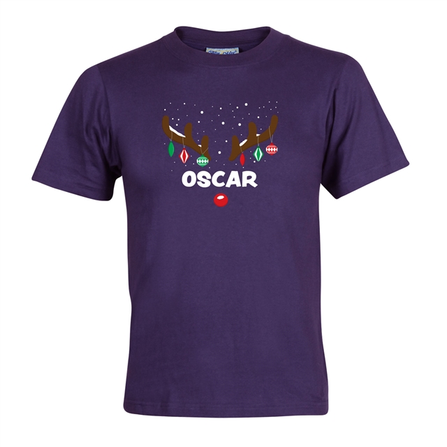 Reindeer Antlers Personalised Christmas T-Shirt - Adult