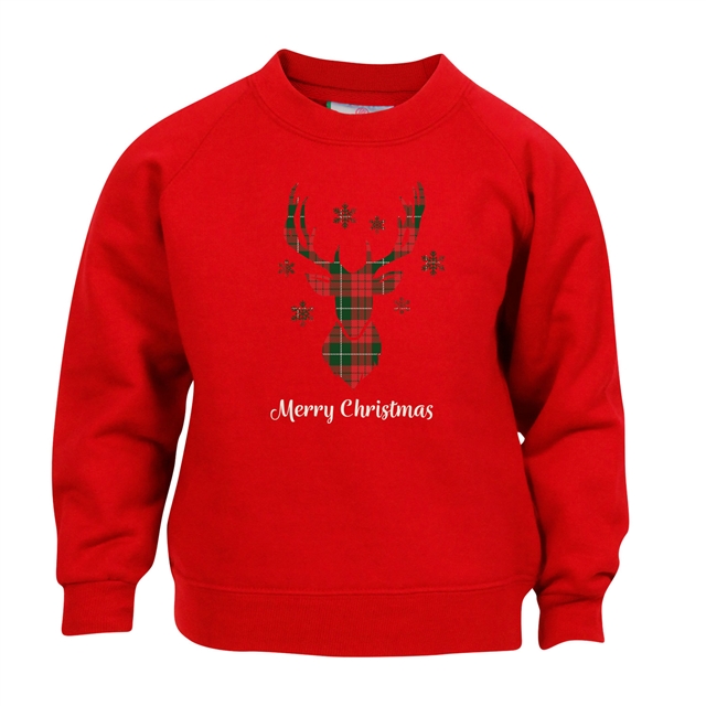Tartan Reindeer Christmas Sweatshirt - Child