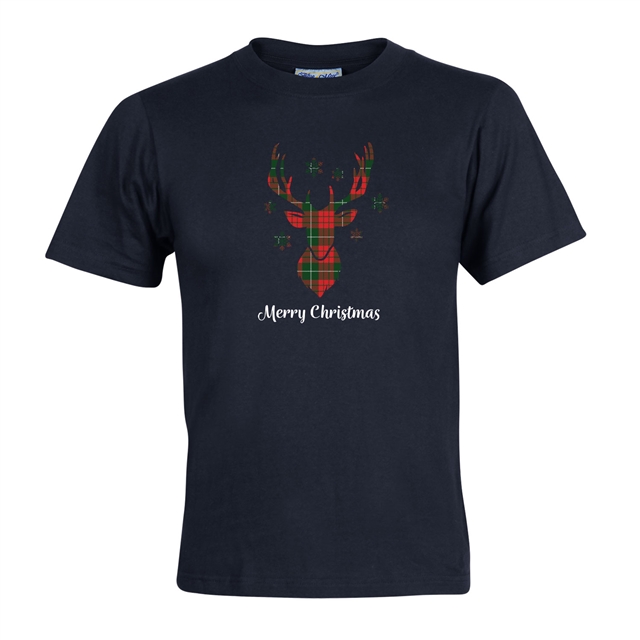 Tartan Reindeer Christmas T-Shirt - Child
