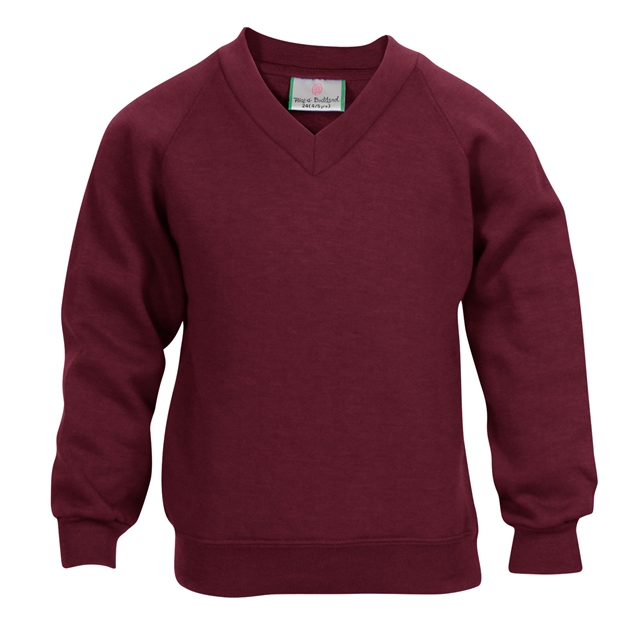 Maroon V-Neck School Sweatshirt