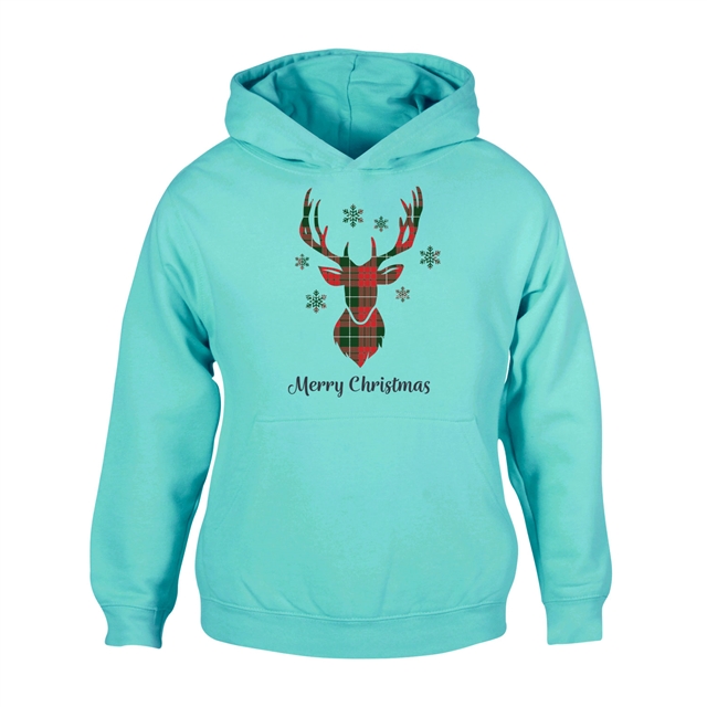 Tartan Reindeer Christmas Hoodie - Child