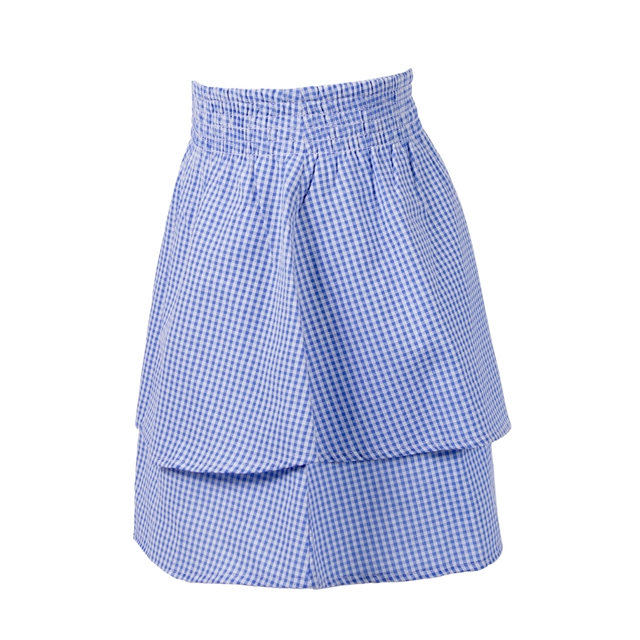 Blue Gingham Tiered School Skirt