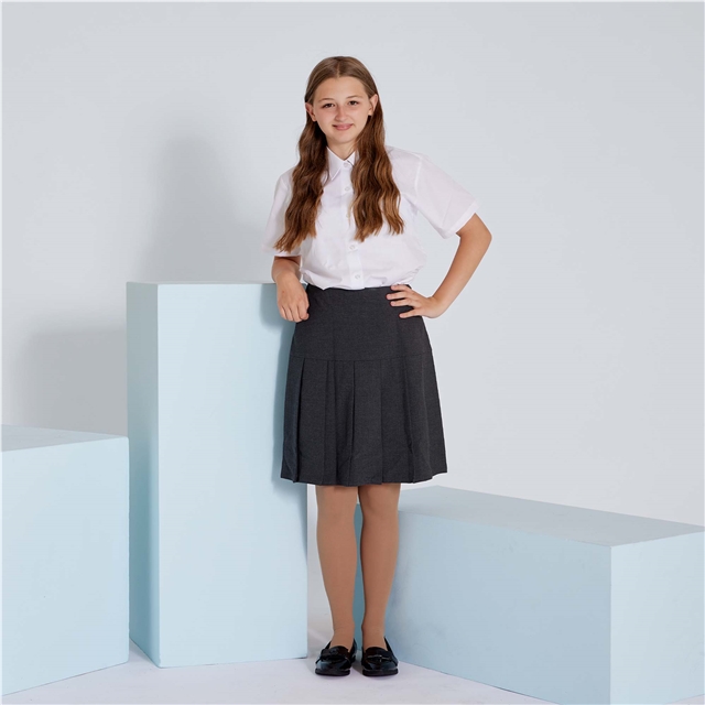 Grey Senior Pleated School Skirt