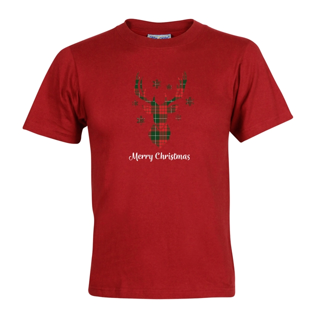 Tartan Reindeer Christmas T-Shirt - Adult