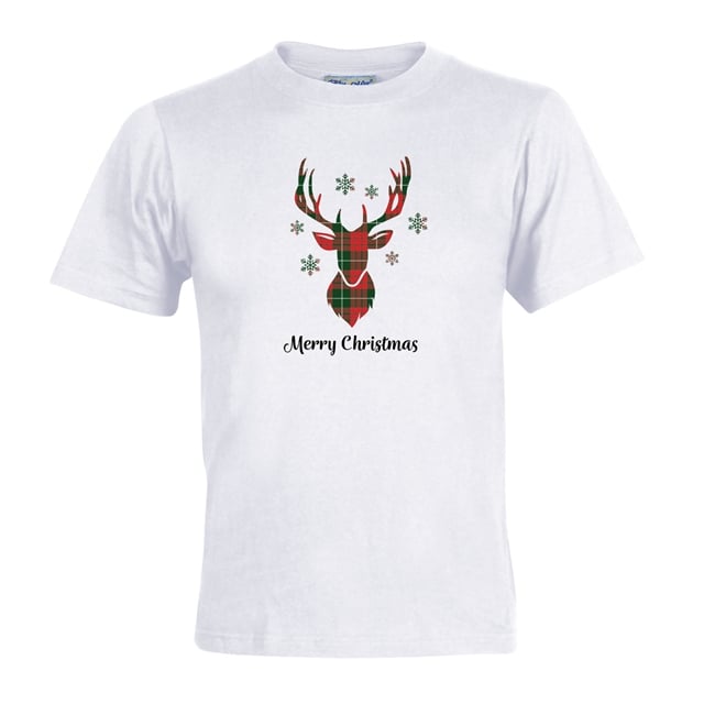 Tartan Reindeer Christmas T-Shirt - Adult