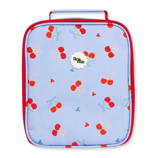 Roamie cherry print kids lunch bag made from 100% recycled plastic bottles
