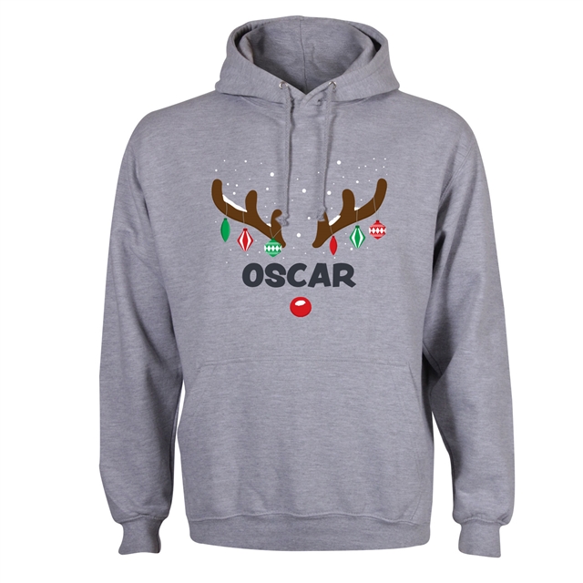 Reindeer Antlers Personalised Christmas Hoodie - Adult