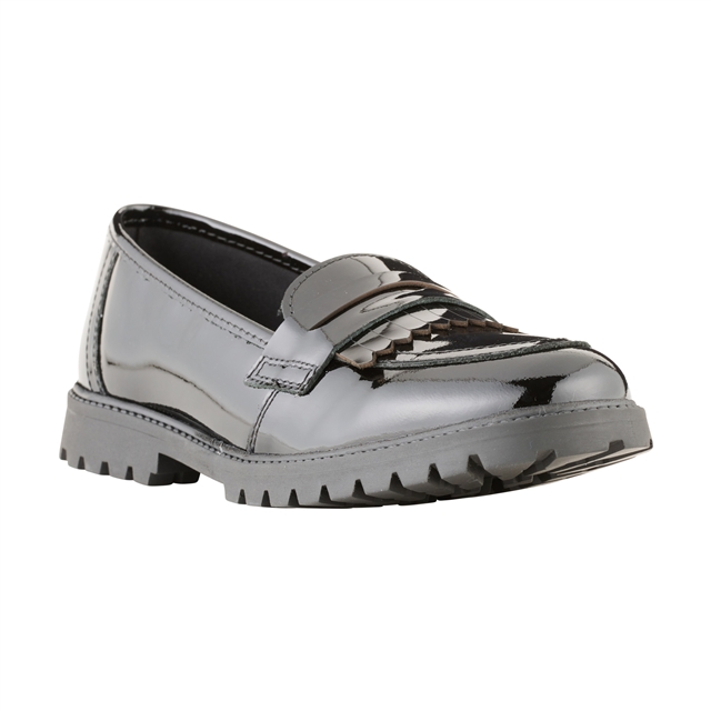 Girls Black Patent Loafer School Shoes