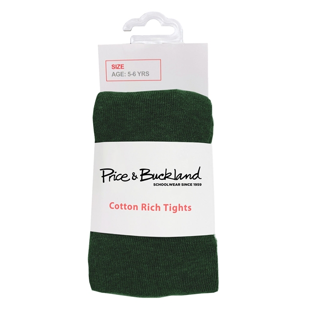 Packet of green Cotton rich tights for school