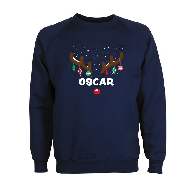 Reindeer Antlers Named Personalised Christmas Sweatshirt - Adult