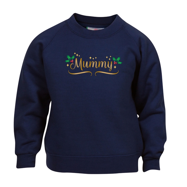 Personalised Metallic Name & Holly Christmas Sweatshirt - Child