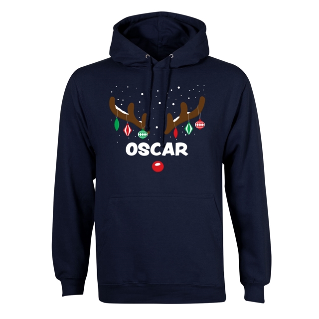 Reindeer Antlers Personalised Christmas Hoodie - Adult
