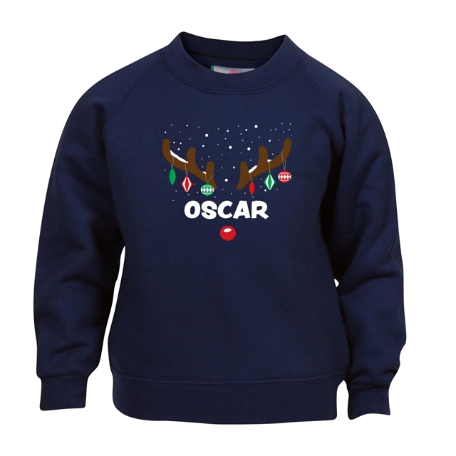 Reindeer Antlers Personalised Christmas Sweatshirt - Child