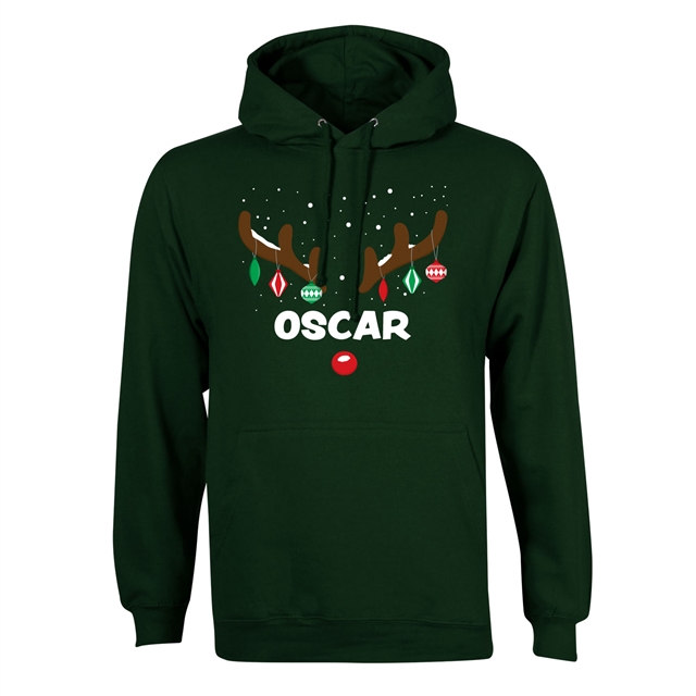Reindeer Antlers Personalised Christmas Hoodie - Adult