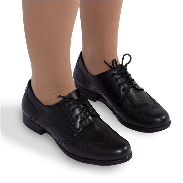Senior Girls Lace Up Black Brogue School Shoes