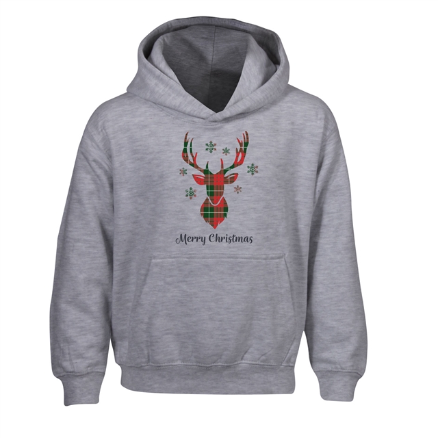 Tartan Reindeer Christmas Hoodie - Child