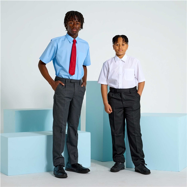 Black Boys Pleat Front Trousers