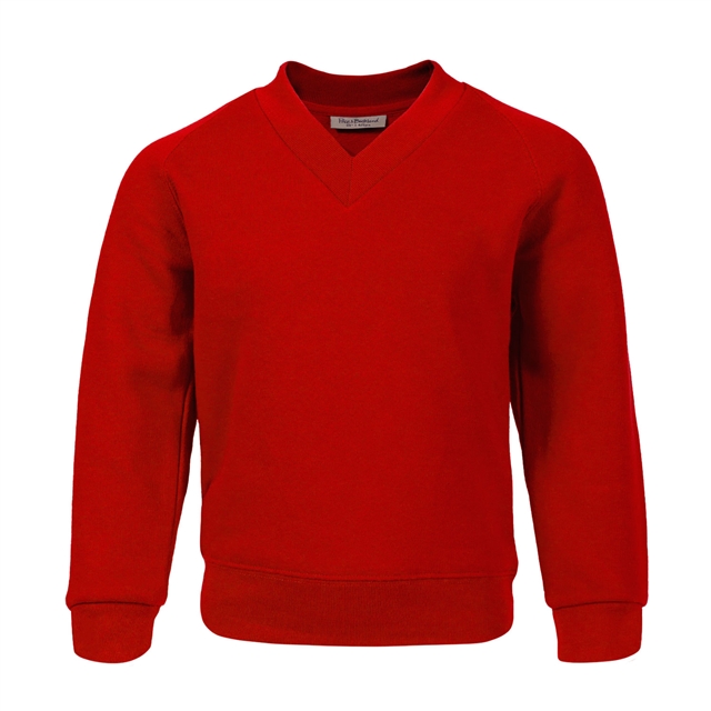 Cotton Rich Red V-Neck Sweatshirt