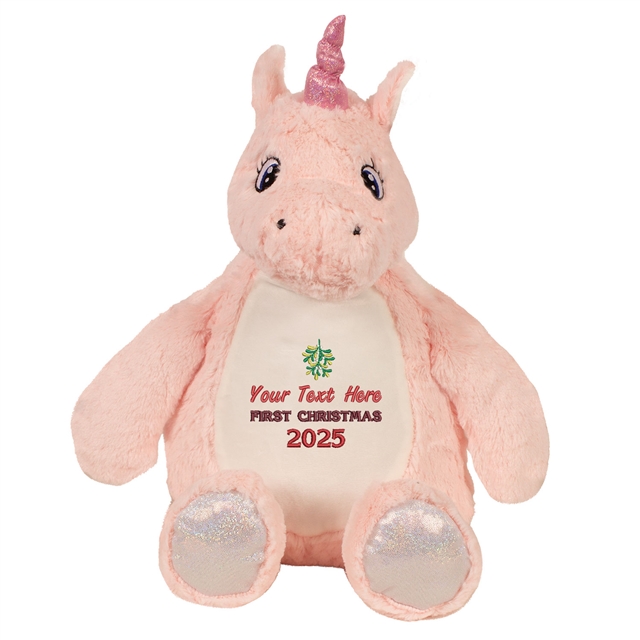 Personalisable First Christmas Unicorn Soft Toy