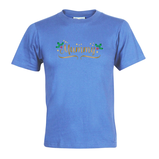 Personalised Metallic Name & Holly Christmas T-Shirt - Child