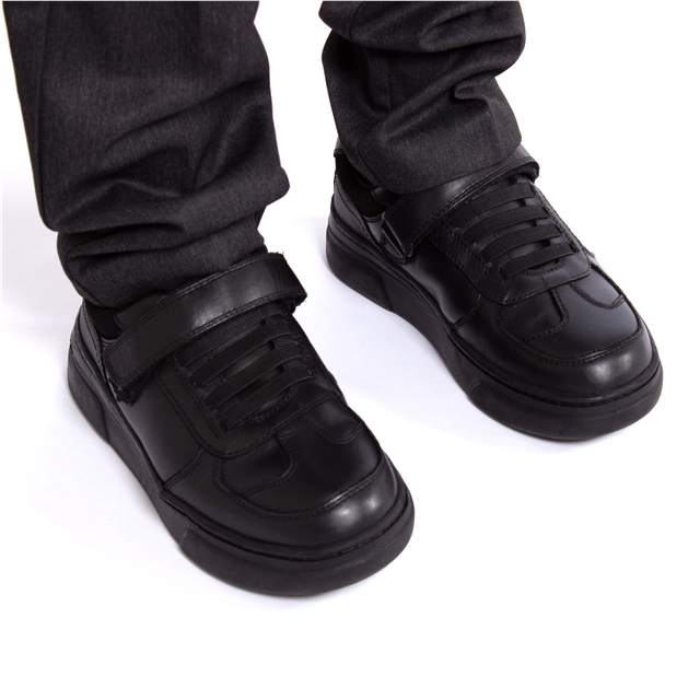 Junior Boys Tape and Lace Leather Shoes