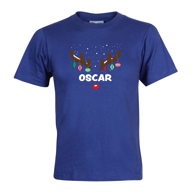 Reindeer Antlers Personalised Christmas T-Shirt - Child