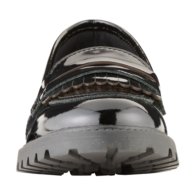 Girls Black Patent Loafer School Shoes