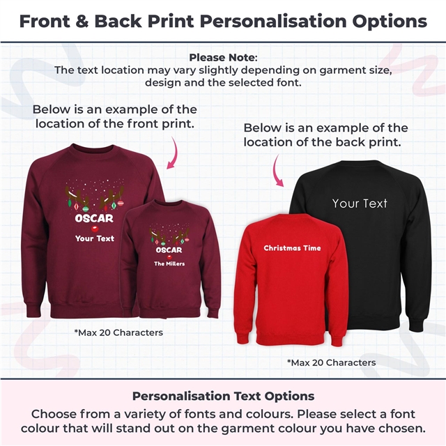 Reindeer Antlers Named Personalised Christmas Sweatshirt - Adult