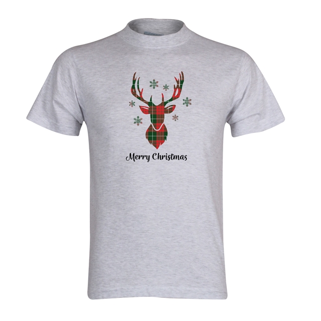 Tartan Reindeer Christmas T-Shirt - Adult