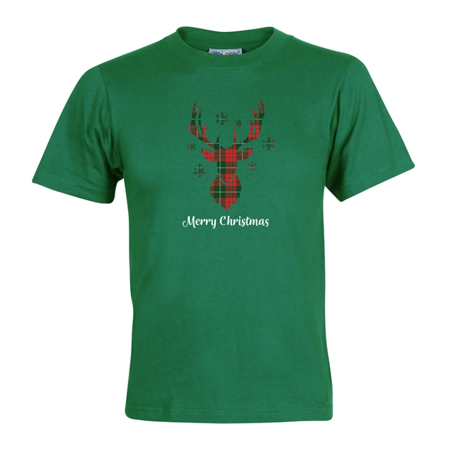 Tartan Reindeer Christmas T-Shirt - Adult