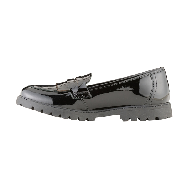 Girls Black Patent Loafer School Shoes