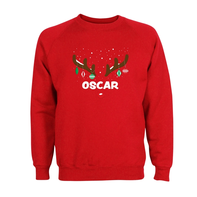 Reindeer Antlers Named Personalised Christmas Sweatshirt - Adult