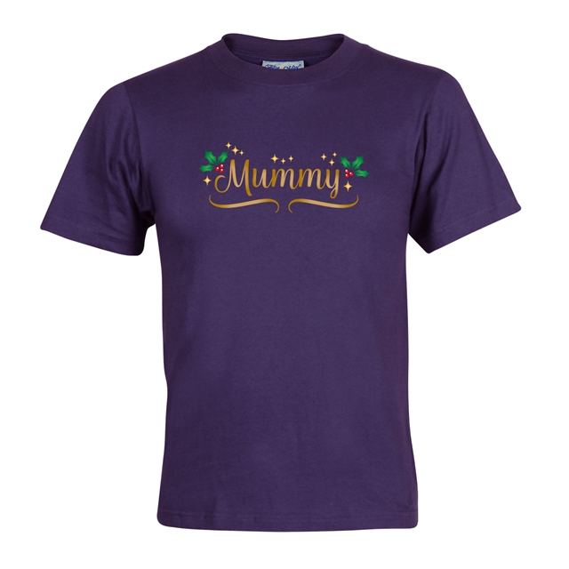 Personalised Metallic Name & Holly Christmas T-Shirt - Child
