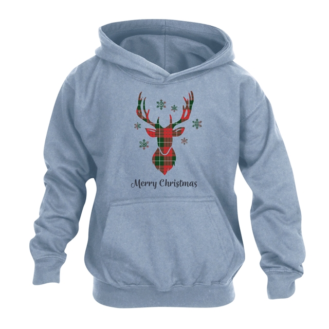 Tartan Reindeer Christmas Hoodie - Child