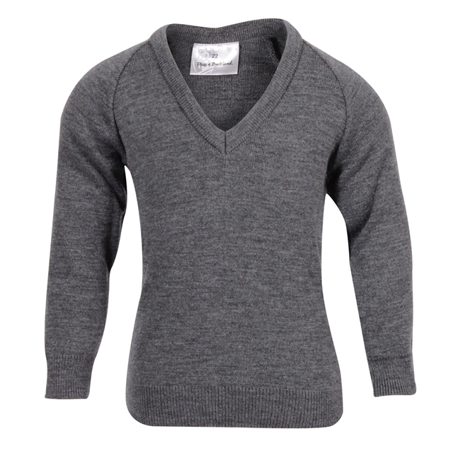 Grey V-Neck School Jumper